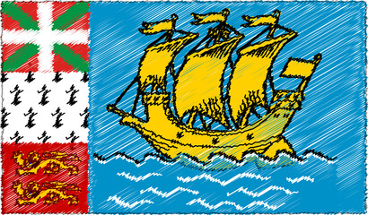 Vector Illustration of Sketch Style Saint Pierre and Miquelon Flag