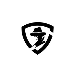 Hacker Icon, spy agent, Security shield. .Logo for buttons, websites, mobile apps and other design needs.