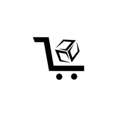 Hand truck icon. hand truck with box, Isolated on white background