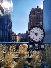 A clock in High Line park in New York City