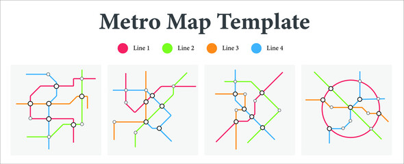 Illustration / Vector of Metro map template, different metro line, for business presentation and marketing analysis