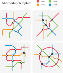 Illustration / Vector of Metro map template, different metro line, for business presentation and marketing analysis - obrazy, fototapety, plakaty
