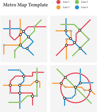 Illustration / Vector of Metro map template, different metro line, for business presentation and marketing analysis