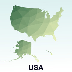 Obraz premium United States of America Map, Polygonal Geometric,Green Low Poly Styles, Vector Illustration eps 10, Modern Design, High Detailed