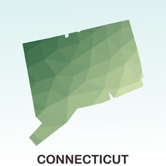 Connecticut States Map, Polygonal Geometric,Green Low Poly Styles, Vector Illustration eps 10, Modern Design, High Detailed