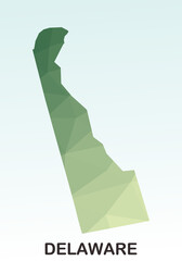 Delaware States Map, Polygonal Geometric,Green Low Poly Styles, Vector Illustration eps 10, Modern Design, High Detailed