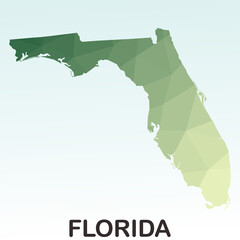 Florida States Map, Polygonal Geometric,Green Low Poly Styles, Vector Illustration eps 10, Modern Design, High Detailed