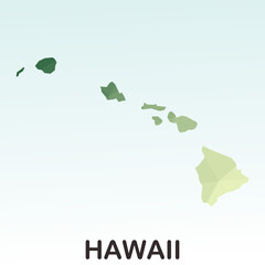 Hawaii States Map, Polygonal Geometric,Green Low Poly Styles, Vector Illustration eps 10, Modern Design, High Detailed