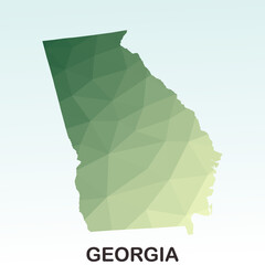 Georgia States Map, Polygonal Geometric,Green Low Poly Styles, Vector Illustration eps 10, Modern Design, High Detailed