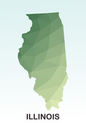 Illinois States Map, Polygonal Geometric,Green Low Poly Styles, Vector Illustration eps 10, Modern Design, High Detailed