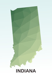 Indiana States Map, Polygonal Geometric,Green Low Poly Styles, Vector Illustration eps 10, Modern Design, High Detailed