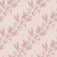 Fototapeta premium Vintage leaf seamless pattern isolated on light background. Retro floral vector wallpaper. .