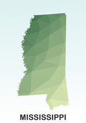Mississippi States Map, Polygonal Geometric,Green Low Poly Styles, Vector Illustration eps 10, Modern Design, High Detailed