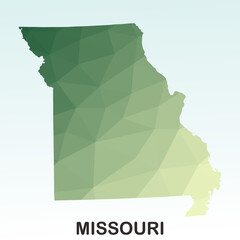 Missouri States Map, Polygonal Geometric,Green Low Poly Styles, Vector Illustration eps 10, Modern Design, High Detailed