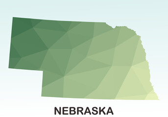 Nebraska States Map, Polygonal Geometric,Green Low Poly Styles, Vector Illustration eps 10, Modern Design, High Detailed