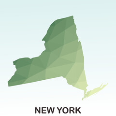 New York States Map, Polygonal Geometric,Green Low Poly Styles, Vector Illustration eps 10, Modern Design, High Detailed