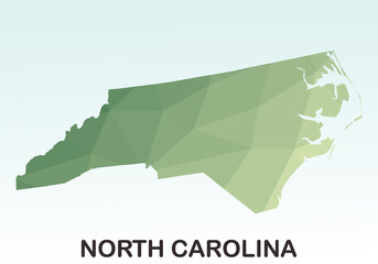 North Carolina States Map, Polygonal Geometric,Green Low Poly Styles, Vector Illustration eps 10, Modern Design, High Detailed