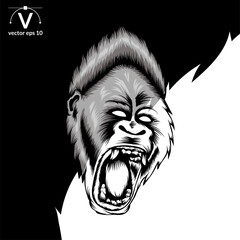 Gorila mascot logo design illustration, sign isolated template dark sport design
