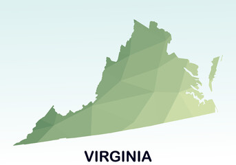 Virginia States Map, Polygonal Geometric,Green Low Poly Styles, Vector Illustration eps 10, Modern Design, High Detailed