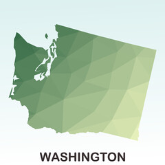 Washington States Map, Polygonal Geometric,Green Low Poly Styles, Vector Illustration eps 10, Modern Design, High Detailed