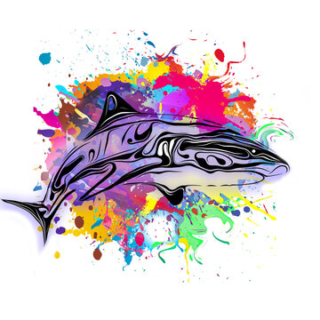 Abstract image of a shark logo