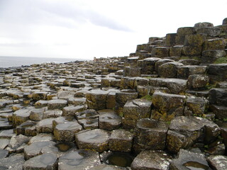 Hexagonal Stone Columns of the Giants Causeway in Northern Ireland