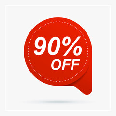Discount with the price is 90% . This is the concept of the price list for discounts, of an advertising campaign, advertising marketing sales. Vector illustration EPS 10