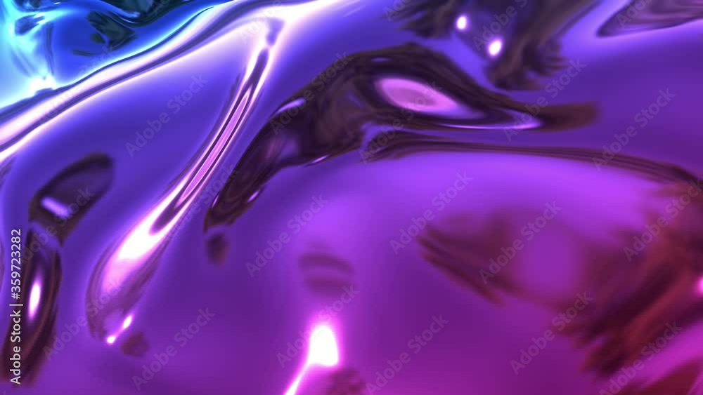 Poster animated metalic red blue gradient in 4k. 3d render of wavy cloth surface that forms ripples like in