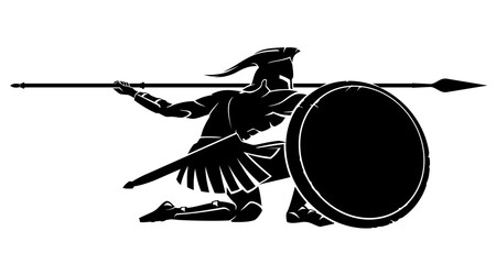 Spartan Crouching Silhouette, Side View