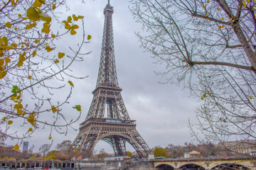 Fototapeta na wymiar Magic Eiffel Tower with flowers in Paris, France