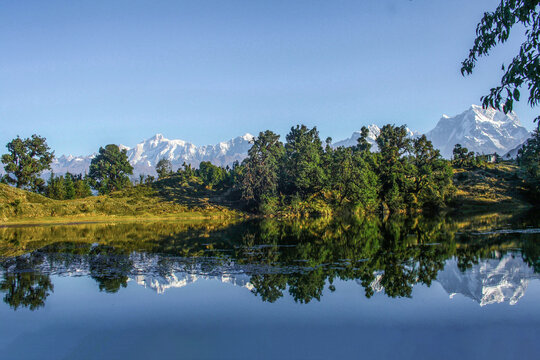 Deoriatal and it's beauty the mountain reflection on the lake