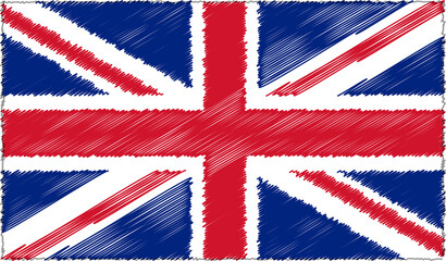 Fototapeta premium Vector Illustration of Sketch Style United Kingdom Flag