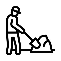 worker digging icon vector. worker digging sign. isolated contour symbol illustration
