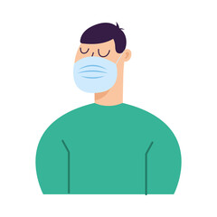 Man with medical mask vector design