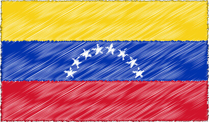 Fototapeta na wymiar Vector Illustration of Sketch Style Venezuela Flag