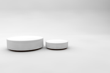 Two white podium a modern pedestal for showing product