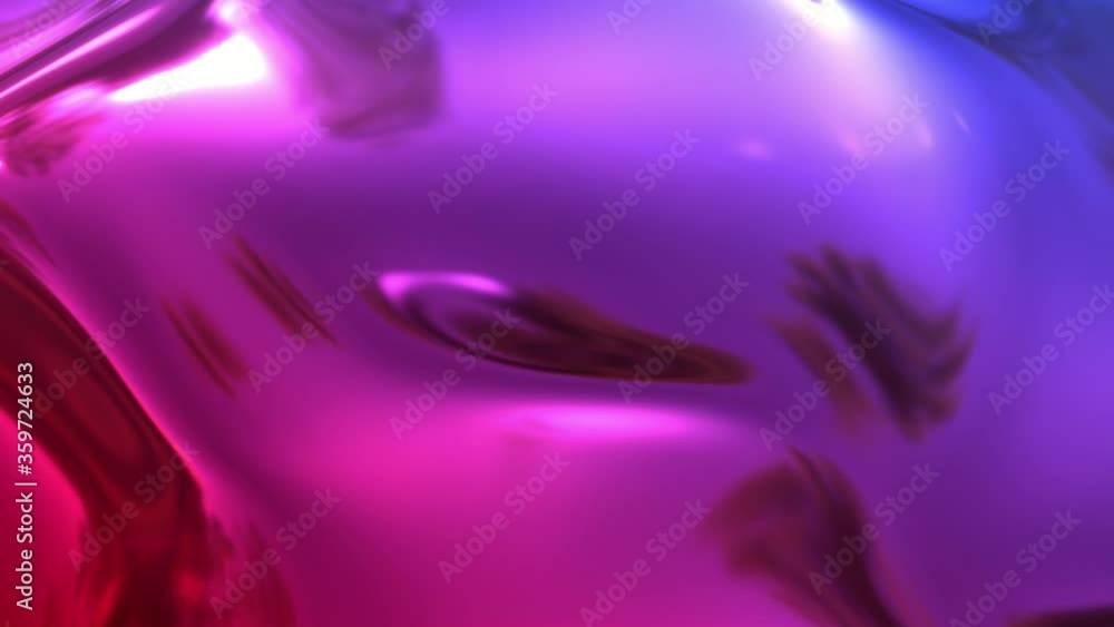 Poster animated metalic red blue gradient in 4k. 3d render of wavy cloth surface that forms ripples like in