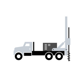 Borewell truck glyph icon. Clipart image isolated on white background