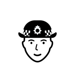 UK police woman officer outline icon. Clipart image isolated on white background
