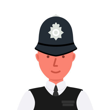 UK Policeman Officer Character Icon. Clipart Image Isolated On White Background