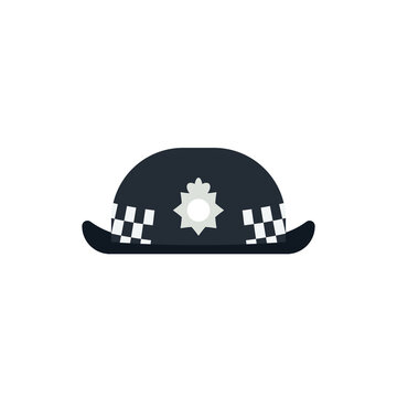 UK Police Woman Officer Hat Icon. Clipart Image Isolated On White Background