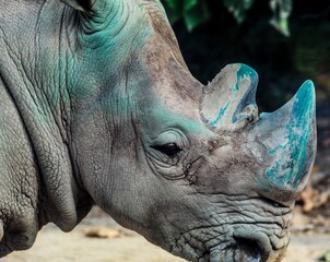 Rinoceronte manchado de verde