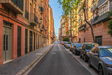 Naklejka na ściany i meble View of the Valencia´s street in Spain