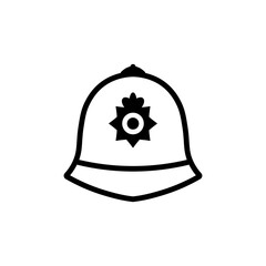 UK police officer hat outline icon. Clipart image isolated on white background
