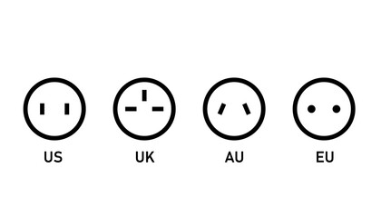 Electric socket types icon set. Clipart image isolated on white background
