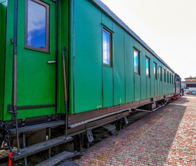 Fototapeta na wymiar view of a retro steam train car at the Kharkov vocal Ukraine