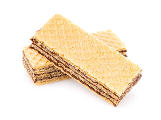 wafers with chocolate isolated on white background