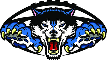 wolves football mascot inside ball for school, college or league © EarlFergusonClipart