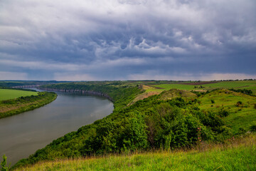 Fototapeta na wymiar Dnister River Canyon. Bad weather and stormy sky.