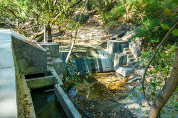 Small dam on Loutanis river in Seven spring (Epta Piges) in forest near Kolymbia (Rhodes, Greece)